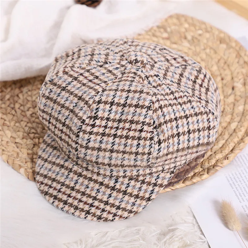 Children's hat Kids Baby Girls Beret New Autumn And Plaid Winter Comfortable Breathable Cap #4j30 (30)