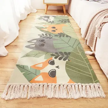 

Hand Woven Cotton Floor Carpet Tassel Area Rug Cute Cartoon Fish Animal Door Mat 72XF