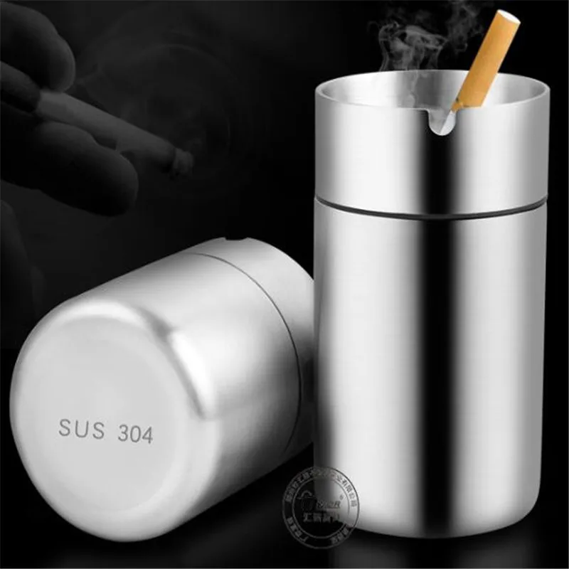 Detachable Stainless Steel Ashtray Creative With Lid Windproof Car Ashtray Fashion Business Gift Boyfriend Home Decoration stainless steel ashtray