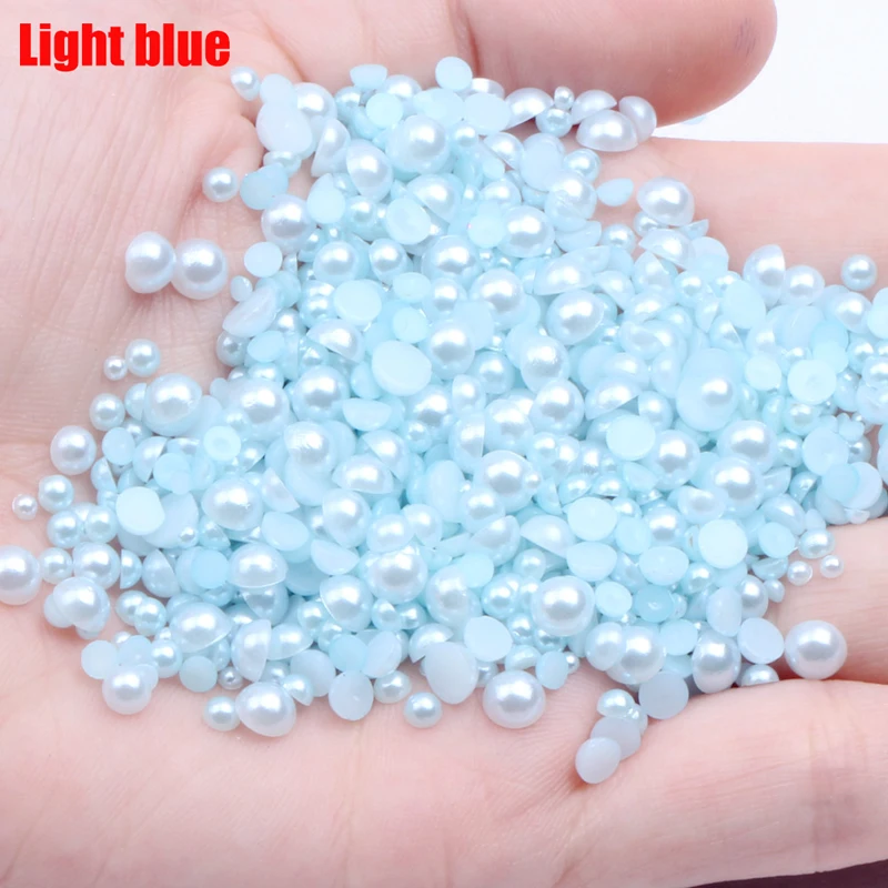 하프 라운드 모조 진주 비즈, 플랫백 새틴 광택, ABS 모듬 플라스틱 비즈, 공예 DIY, 3mm, 4mm, 6mm, 8mm, 9mm, 10mm, 12mm, 14mm, 50-1000 개