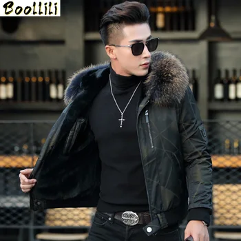 

Boollili Real Fur Men Parka Jacket Winter Rex Rabbit Fur Liner Short Parkas Warm Plus Size Abrigo Hombre Invierno
