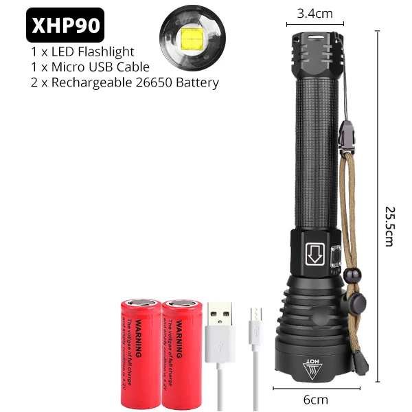 Высокая мощность XLamp XHP90 самая мощная светодиодная вспышка с Usb Zoomable светильник Мощность 26650 18650 батарея Xhp70.2 Тактический светильник фонарь - Испускаемый цвет: Option G
