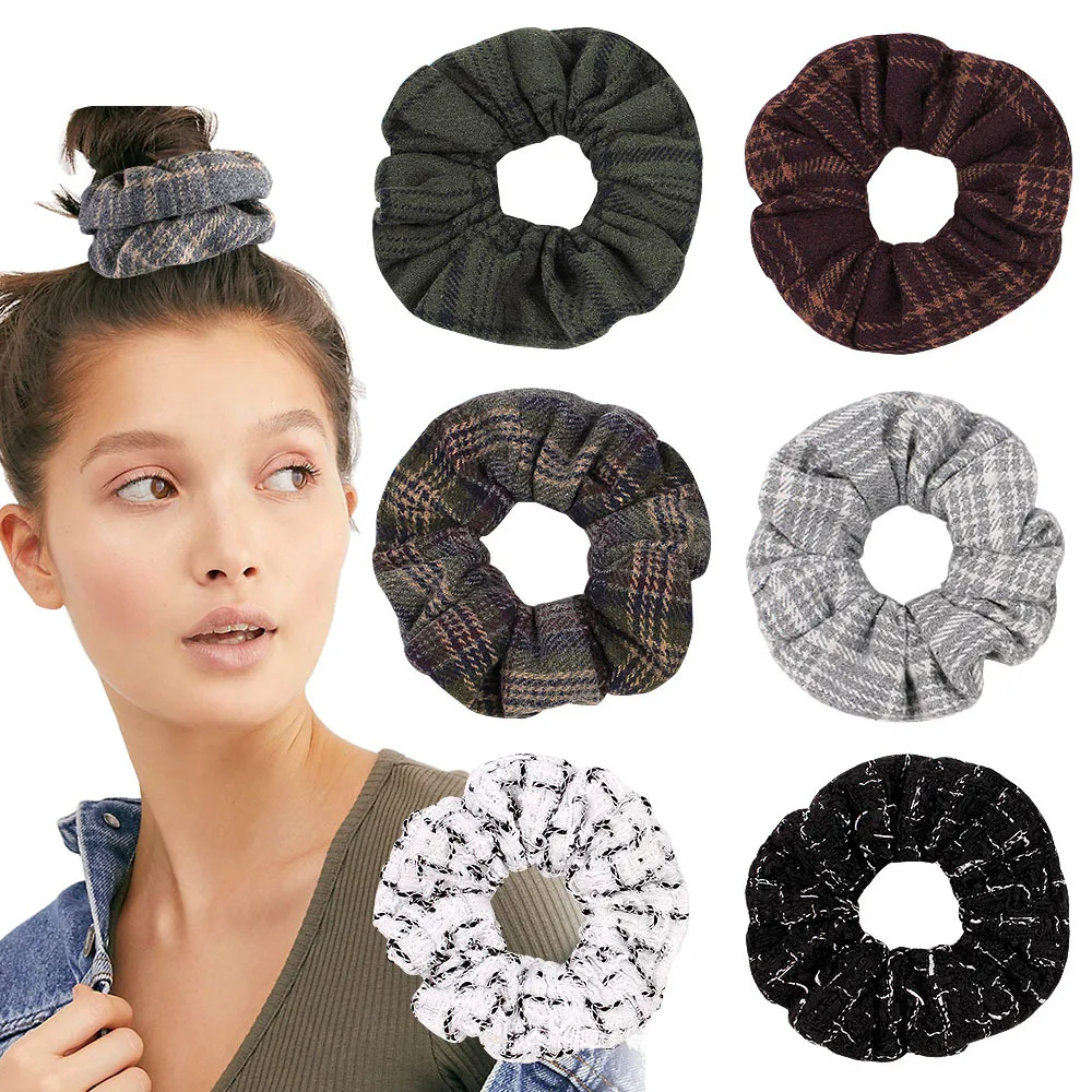 

2020 Winter New Solid Woolen Hair Scrunchies Cloth Elastic Hair Bands Bobble Sports Charming Scrunchies Christmas Gift