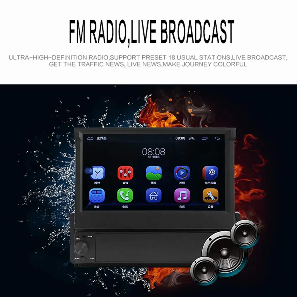  7Inch Klapp Touch Screen Bluetooth Auto Mp5 Stereo Player 1Din Radio Allgemeine GPS Navigation Inte