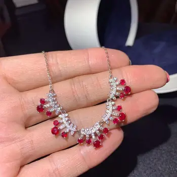 شراءدلاية محلاه بالياقوت الطبيعي والحقيقي قلادة روبي للنساء