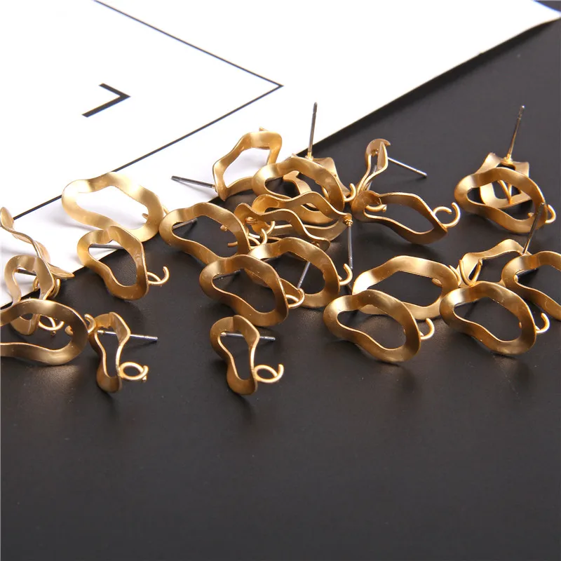 

11*20mm 6pcs/lot Zinc Alloy Golden Geometric Distorted Oval Base Earrings Connector For DIY Earrings Making Jewelry Accessories