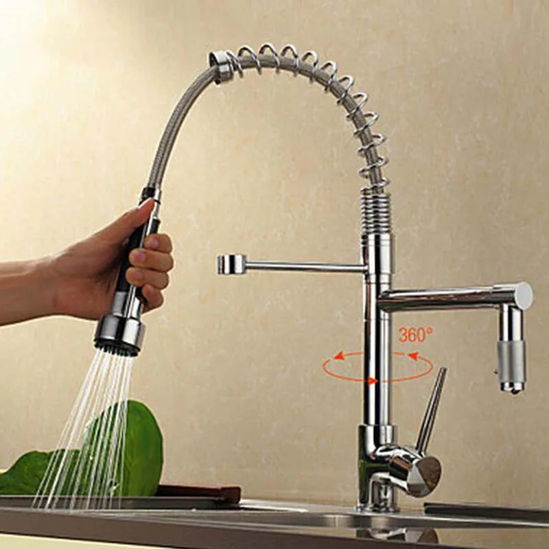  Uythner Chrome Brass Basin Kitchen Faucet Vessel Sink Mixer Tap Spring Dual Swivel Spouts Sink Mixe - 4000186989076