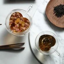 Оригинальность в форме сердца, двухслойная Кофе чашки хозяйственные прозрачная крышка изоляции с ручкой завтрак фруктовый для сока молока чашки