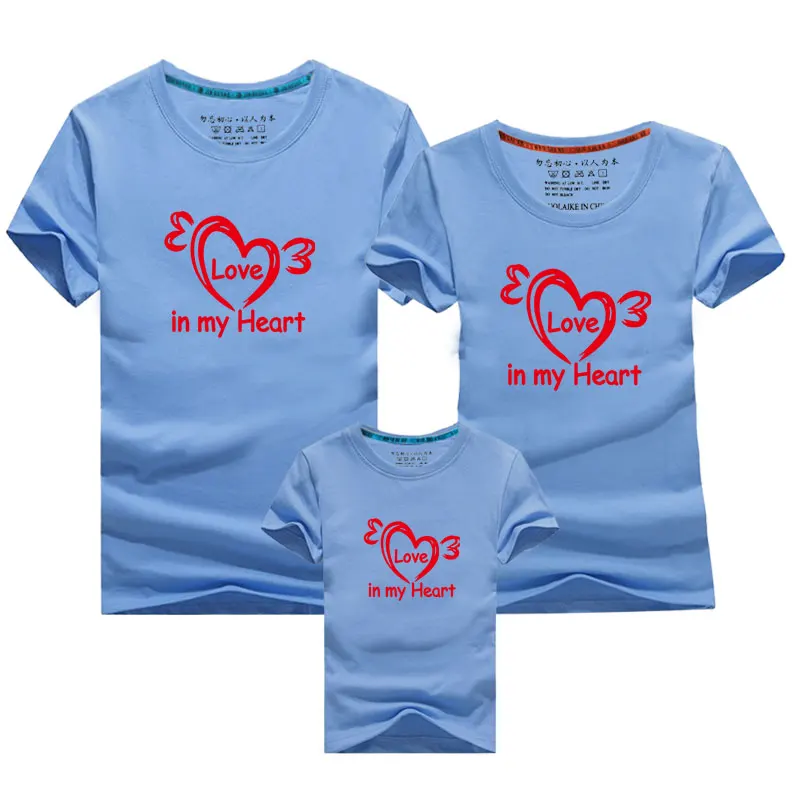 New Family Look Mommy and Me Clothes Mother Daughter Matching Family Outfits T shirt mom Kids Baby Girls Cotton Heart Print Tops