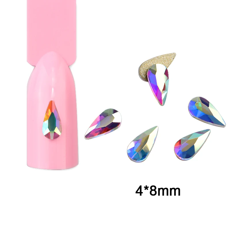 100 шт./упак. высокое качество УФ-гель ногтей искусство стразы на плоской подошве с украшением в виде кристаллов AB в форме капли прямоугольник Стекло Stons для 3D Гелевые Ногти украшения - Цвет: 10