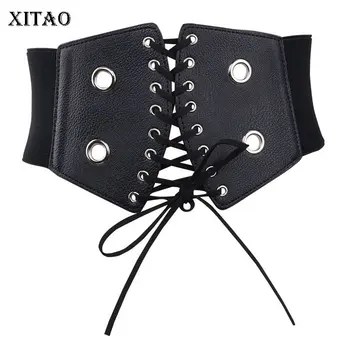 

XITAO Drawstring Women Cummerbunds Fashion Hollow Out Rivet Elastic 2019 Summer Jeans Strap Around Waist Cummerbunds GCC1182