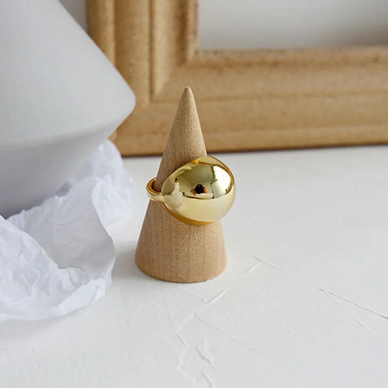 Gold OLOEY,, настоящее, 925 пробы, серебряное, регулируемое кольцо, Корея, Геометрическая Сфера, открытые кольца для женщин, хорошие, вечерние, ювелирные изделия YMR896 - Цвет камня: Gold
