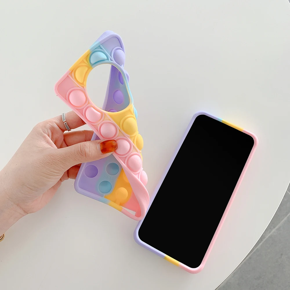 Популярные игрушки-антистресс, пузырьки из силикона для OPPO Realme 5 5i 8  C3 C11 C15 C20 C21 C25, радужные бобы для снятия стресса, мягкий чехол |  AliExpress