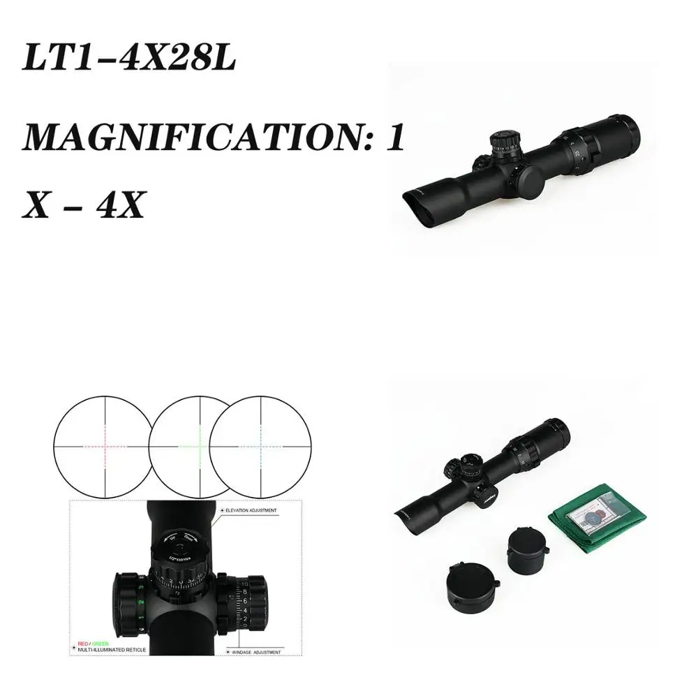 Рельсовый прицел охотничий LT1-4X28L красный$ зеленый тактический прицел охотничий оптический прицел PP1-0155