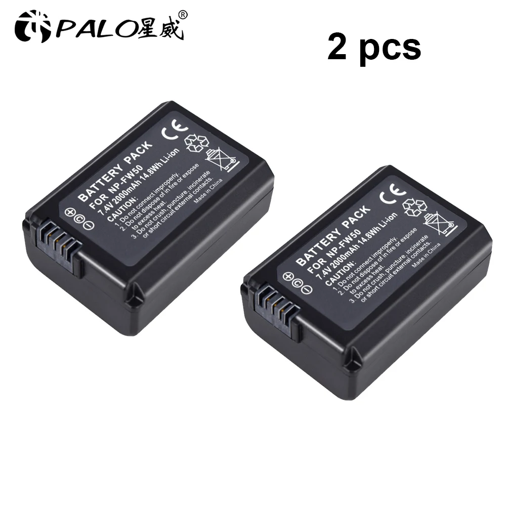 2 шт. NP-FW50 NP FW50 батарея для камеры+ ЖК-дисплей для цифровой камеры зарядное устройство для sony Alpha a6500 a6300 a6000 a5000 a3000 NEX-3 a7R - Цвет: 2pcs FW50 battery