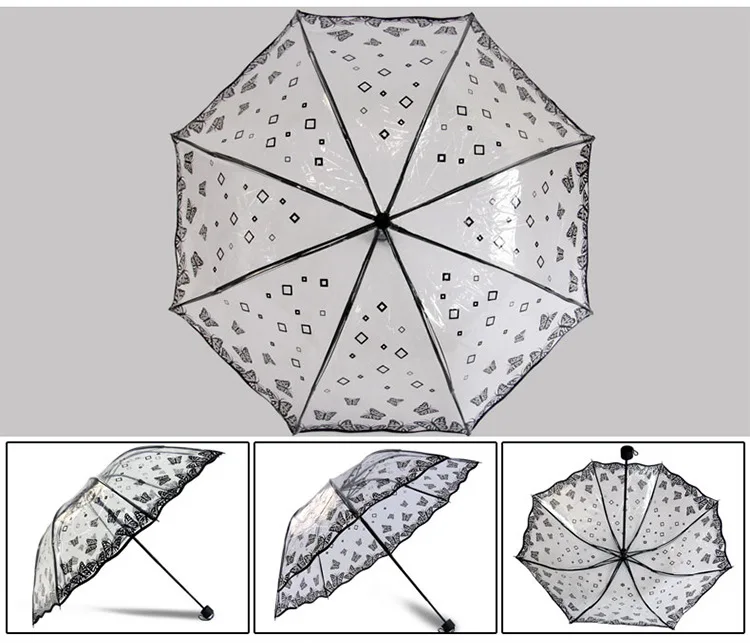 Креативный прозрачный зонтик дождь солнечный и дождливый Зонты Зонтик утолщенный трехскладной анти-УФ водонепроницаемый ветрозащитный зонтик