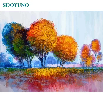 

GATYZTORY 60x75cm Painting By Numbers Frameless Autumn woods Digital Painting DIY Home Decor Pictures by numbers On Canvas