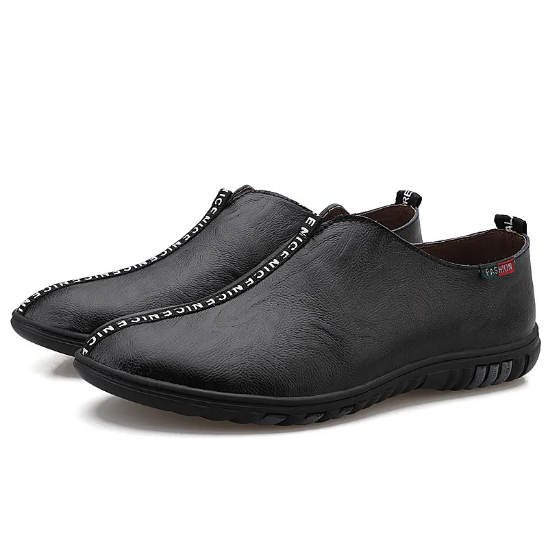 Повседневная мужская обувь из натуральной кожи; мокасины в британском стиле; мужская повседневная обувь; удобная мягкая мужская обувь для вождения; HC-407 - Цвет: Black