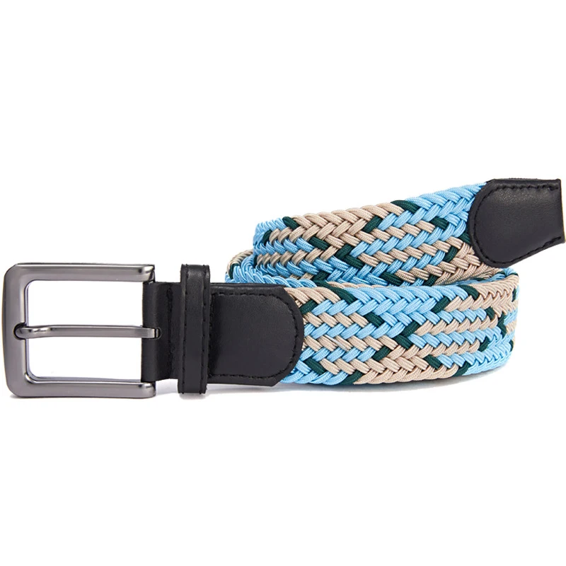 Простой и стильный Плетеный Эластичный тканевый ремень с пряжкой язычком для