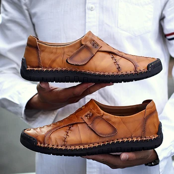 

2020 Spring Genuine Leather Men's Shoes Lace-up Man Outdoor Casual Shoes Thick Bottom DHL Free Shipping