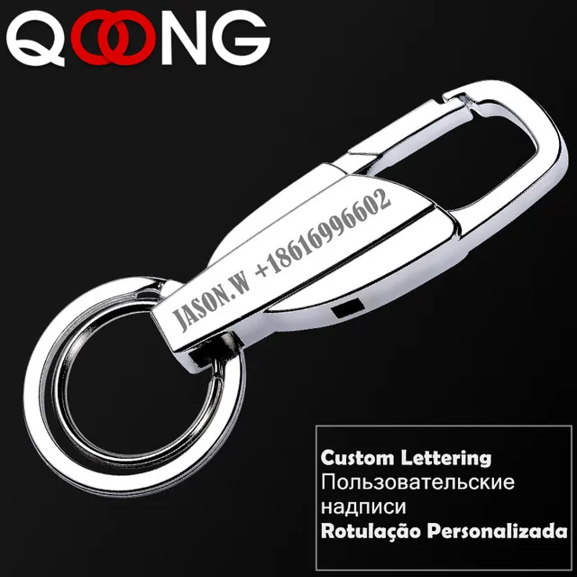 Custom Lettering 2 Color Men Women Keyrings KeyChains For Car Chaveiro Innovative Key Chains Rings Holder For Man Best Gift  Y10 Custom-silver