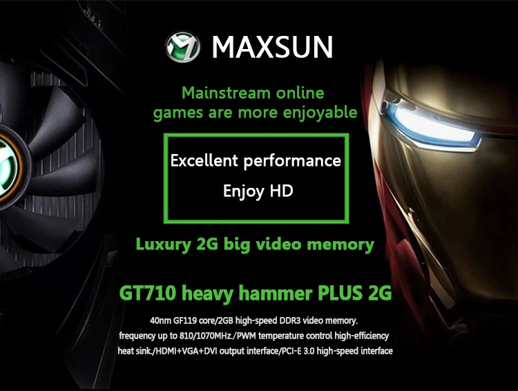 MAXSUN GT710 Heavy Hammer PLUS 2G DDR3 Independent Gaming Desktop Graphics Card. Suitable For Desktop Game Display graphics card for desktop