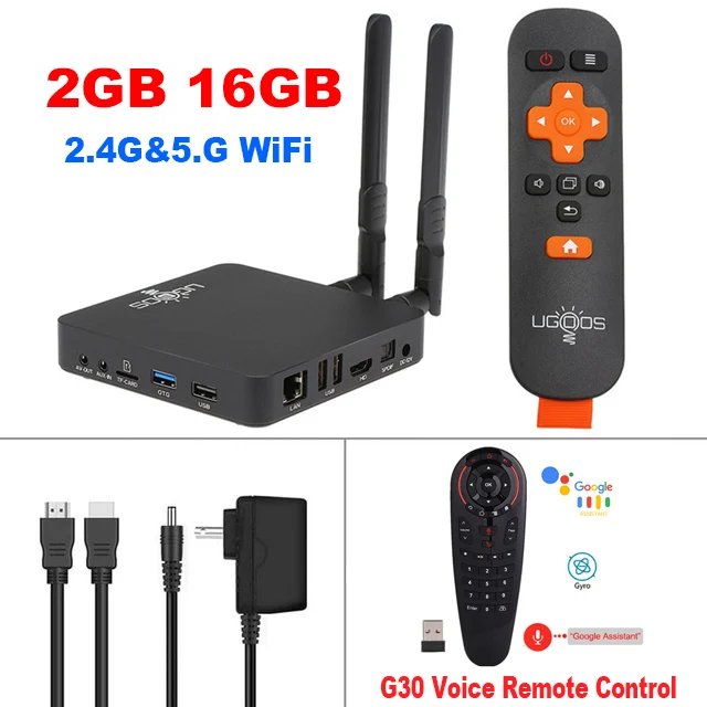 AM6-G30 Voice RC UGOOS AM6 Android 9,0 Smart tv Box S922X DDR4 2 Гб ОЗУ 16 Гб ПЗУ 2,4G& 5G WiFi 1000M LAN BT 5,0 4K HD домашний медиаплеер телеприставка - Цвет: AM6-G30 Voice RC