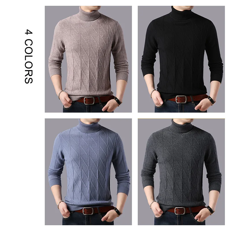 COODRONY Brand Fashion Turtleneck Sweater Men Winter Thick Warm Sweaters Pure Merino Wool Pullover Men Slim Fit Pull Homme 93036