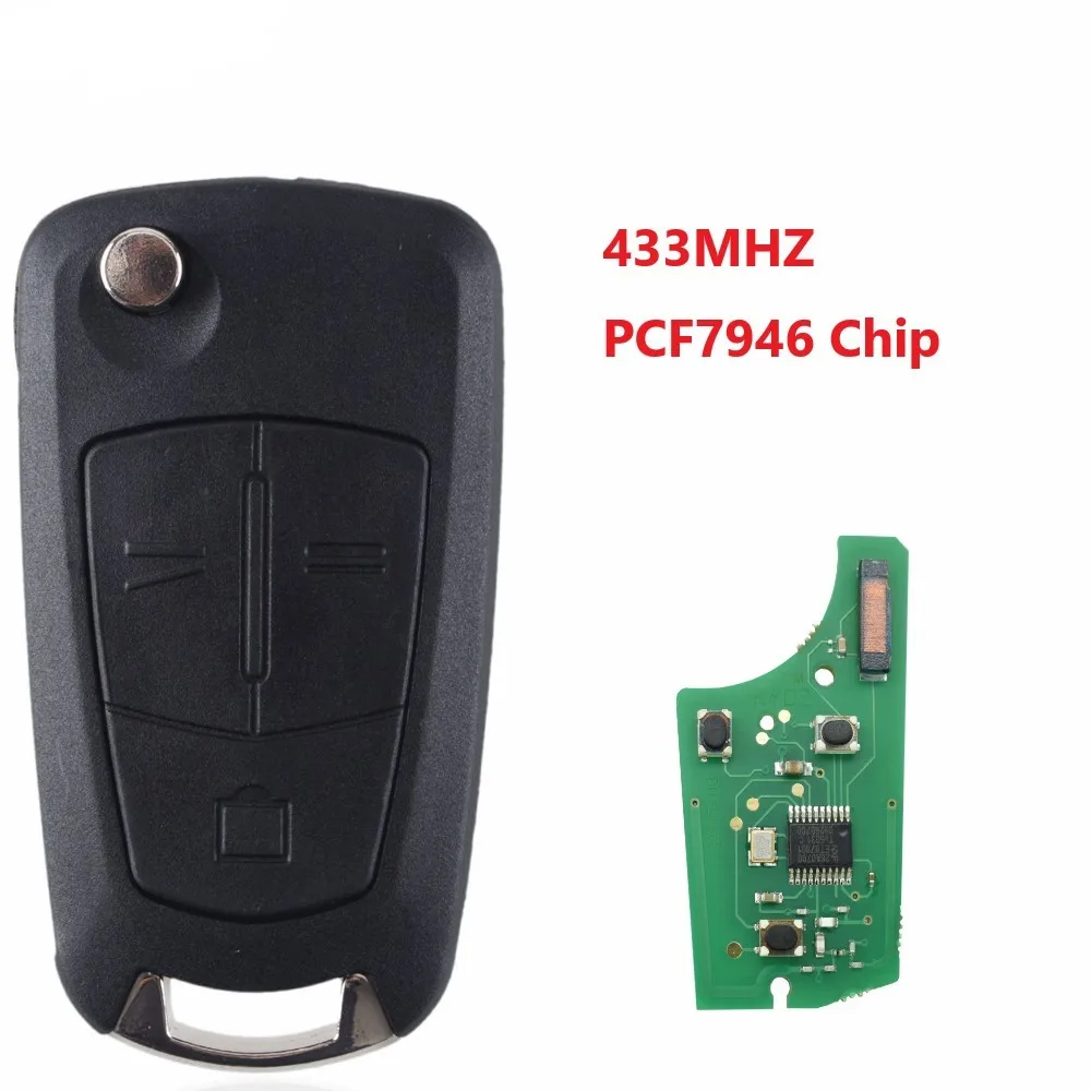 3 кнопки дистанционного ключа Fob 433 МГц PCF7946 чип для Opel Vauxhall Vectra C 2002 2003 2004 2005 2006 2007 2008