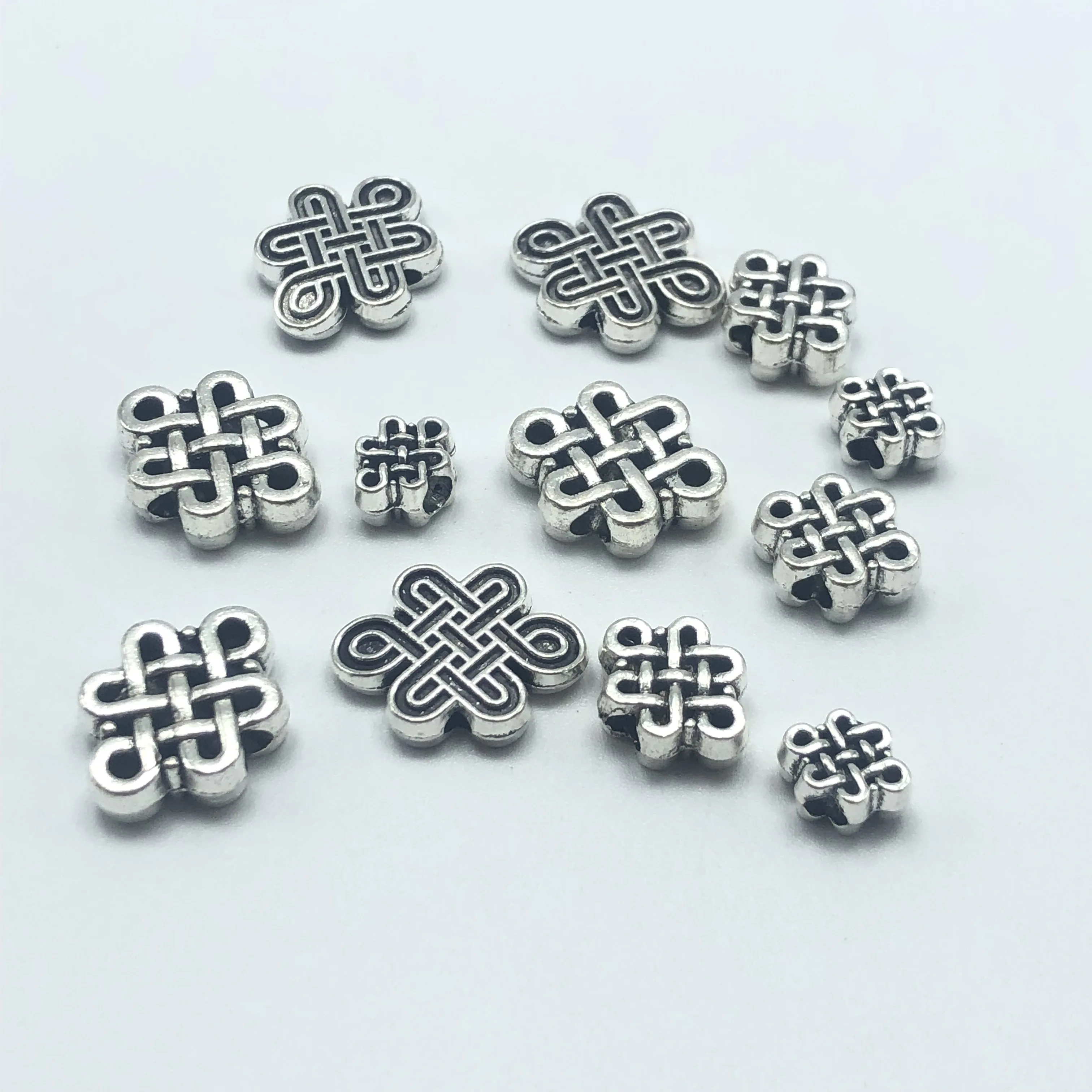 

15pcs Antique silver/gold Chinese knot perforated beads DIY handmade necklace bracelet jewelry accessories