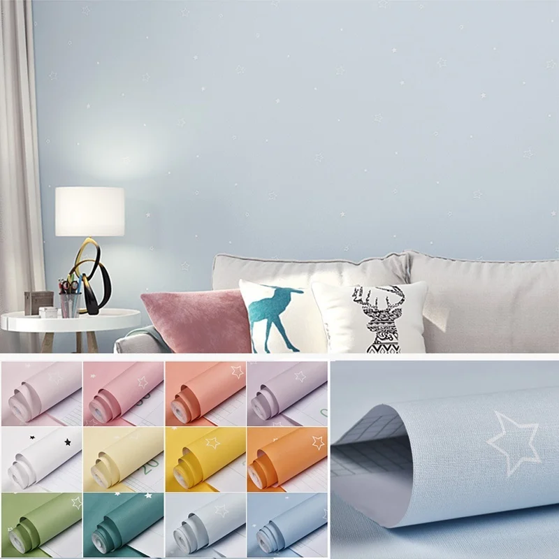 

Nordic Style Wallpaper Waterproof Self Adhesive Ins Wall Sticker Plain Colour Room Wall Decor