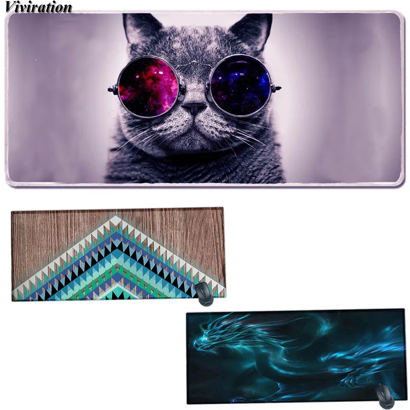 Fasion Non-slip Computer Gaming Mousepad For Razer Mouse Mice For Overwatch Warhammer Cat Prints XL 900x400mm Keyboard Pad Mat