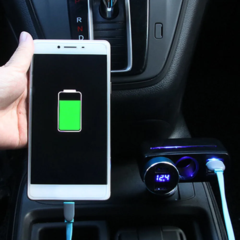 3.1A устройство для автомобиля с двумя портами USB прикуриватель 2-полосная гнездо Зарядное устройство SD-1918 DC12V 24V