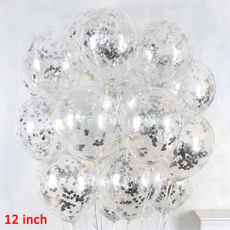 silver star confetti 100 шт, прозрачные воздушные шары, золотая звезда, конфетти из фольги, прозрачные латексные гелиевые шары, украшения для дня рождения, для детей, взрослых, свадьбы - Цвет: silver star confetti