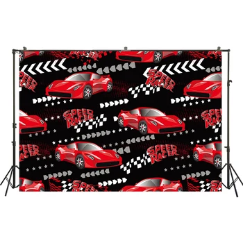 

HUAYI Photo Background Newborns Baby Shower Birthday Photography Backdrops Racing car Custom Studio Photobooth Backdrop XT-7749