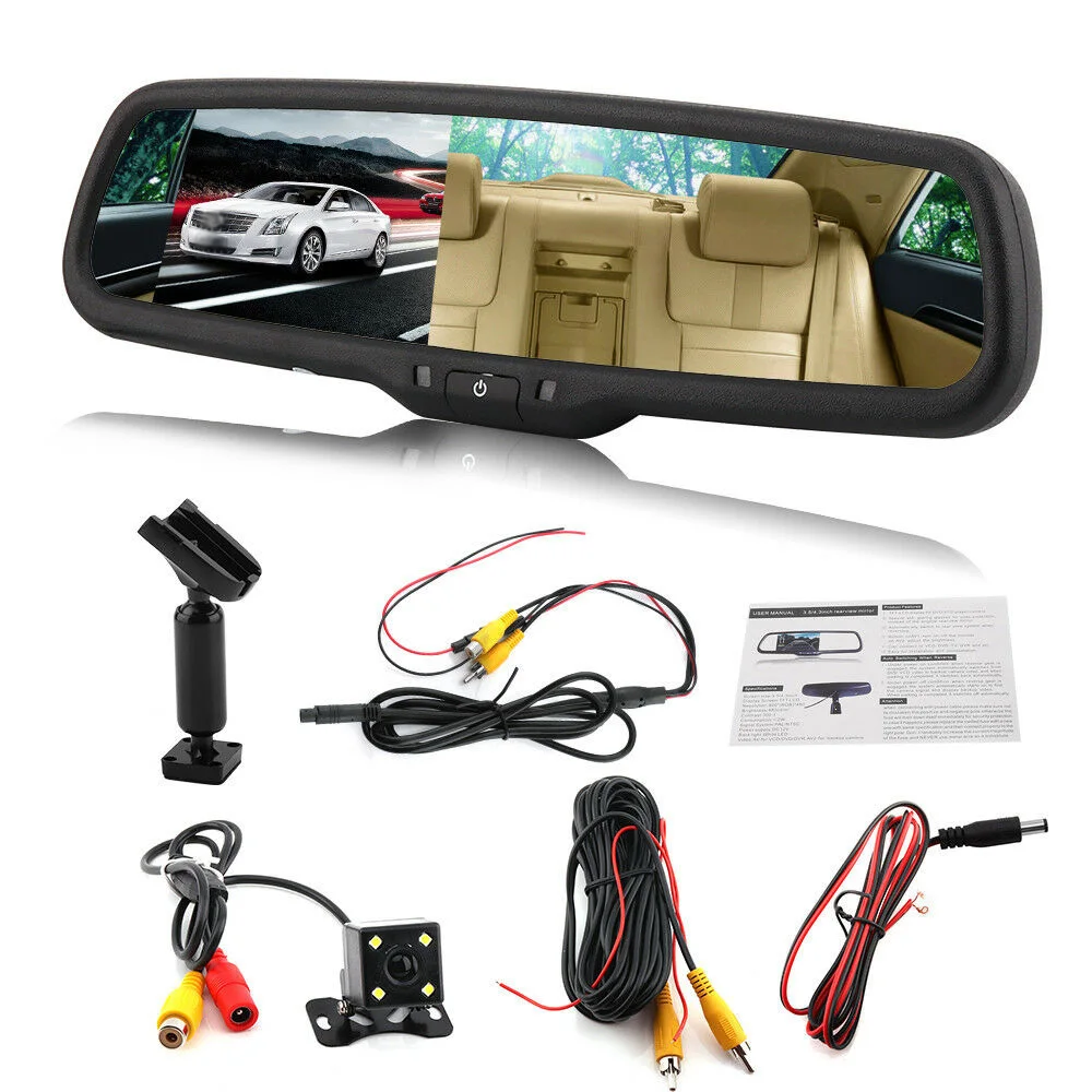 4," автомобильное зеркало заднего вида монитор дисплей авто затемнение с кронштейном+ камера для авто аксессуары