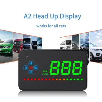 

A2 3.5 Inch Large Screen Head-Up Display HUD Display Gauges Universal GPS HUD Works for All Cars Digital Speedometer
