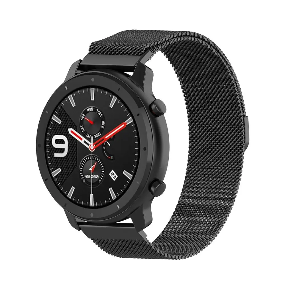 22 мм 20 мм Миланский ремешок для часов Ремешок Для Xiaomi Huami Amazfit GTR 47 мм 42 мм/Stratos 2 2S смарт-часы браслет для huawei GT 2