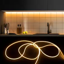 Tira de luces led de neón con atenuación continua, 5 m, 3m, 2m, 1m, Interruptor táctil, lámpara de cocina, armario, 220v a 12v