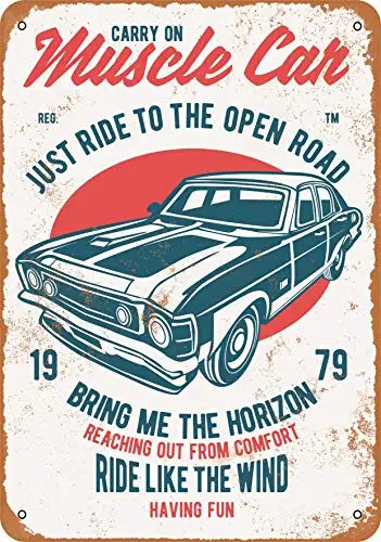

Metal Sign - Muscle Car Ride Like The Wind - Vintage Look Wall Decor for Cafe beer Bar Decoration Crafts