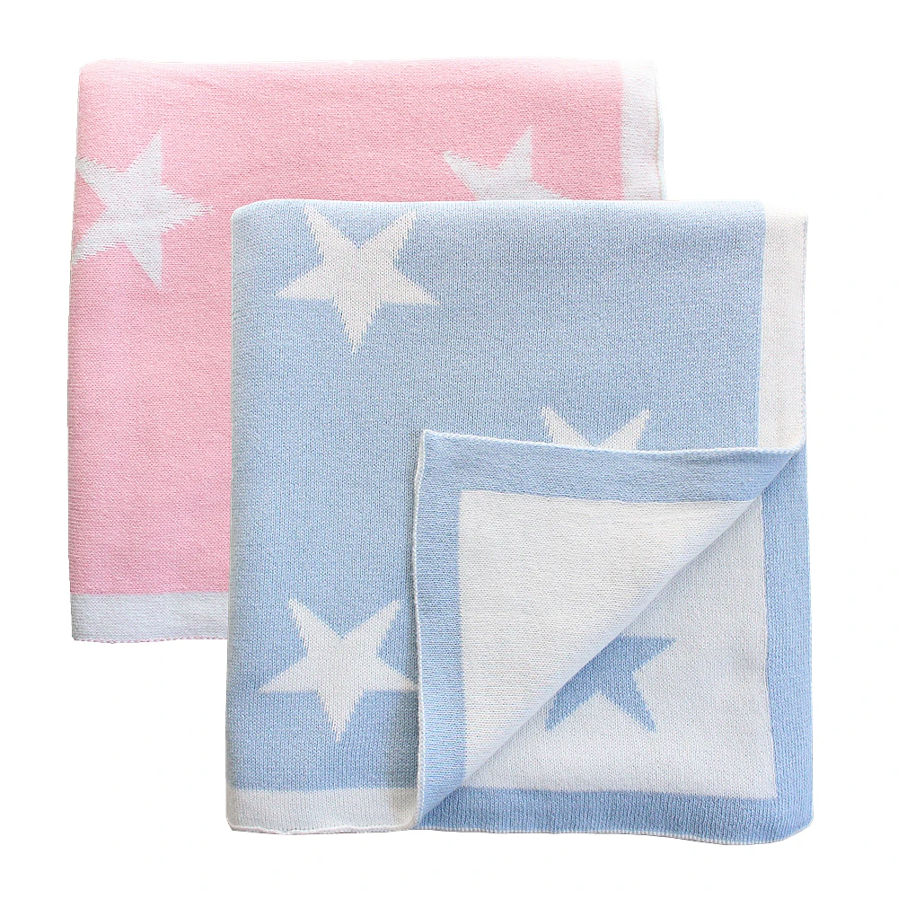 2 layers reversible super soft Cotton knitted blue star Baby Blanket kids back seat cover sofa throw blanket baby stroller cover 2 layers reversible super soft Cotton knitted blue star Baby Blanket kids back seat cover sofa throw blanket baby stroller cover