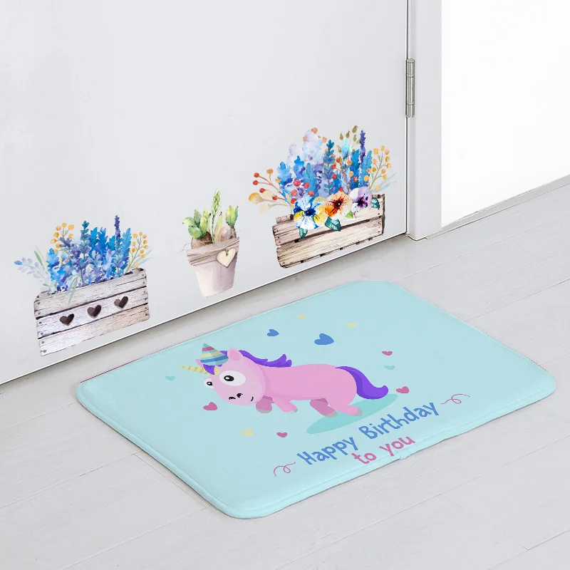 12 Hairy Cute Floor Mat Yellow Meteor Unicorn Castle Cloud Door Mat Office Decoration 50*80Cm Non-Slip Coral Fleece Kitchen Mat - Color: 12