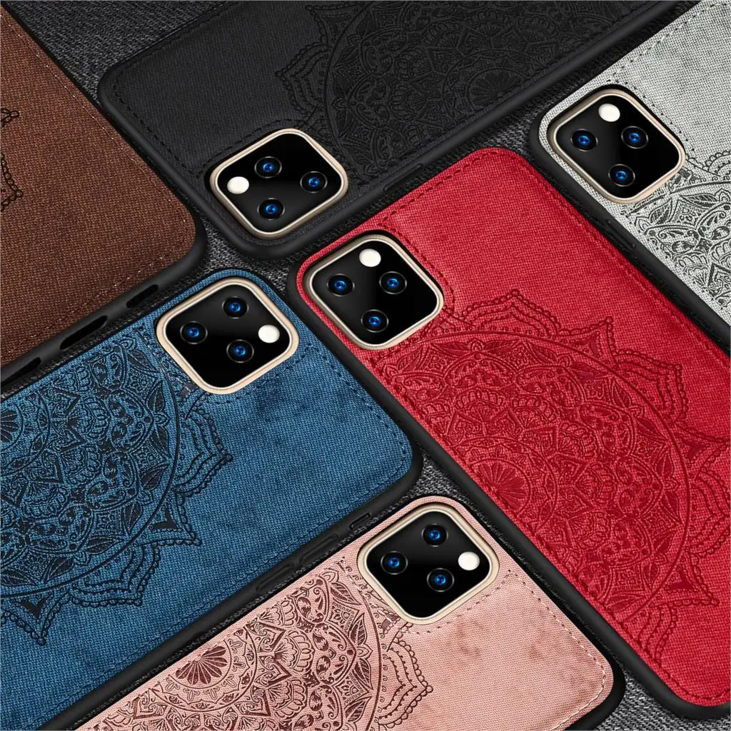 3D чехол с цветами для iPhone 11 2019 из силиконовой ткани Жесткий ПК Pro Max бампер