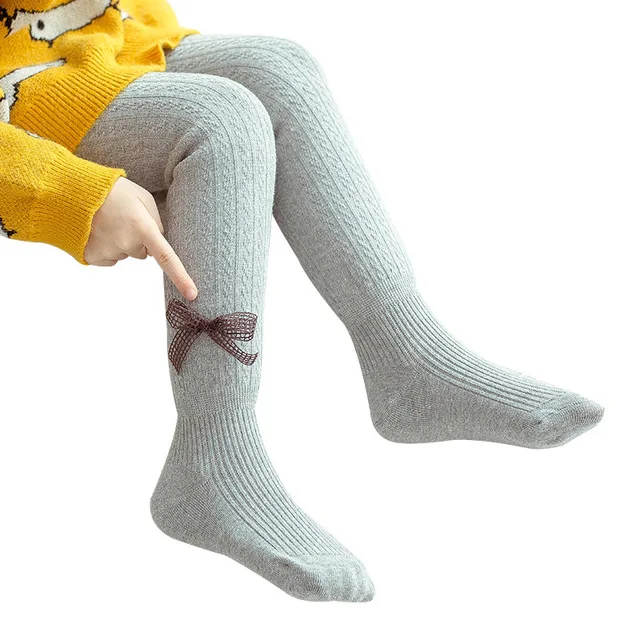 Autumn winter plus velvet thickening children pantyhose kids baby girls tights bow warm baby girl stockings
