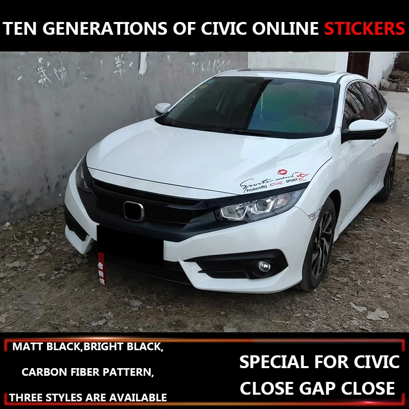 Для Honda Civic 9 шт Передняя средняя решетка гриль крышка-наклейка для салона черные декоративные аксессуары для стайлинга автомобилей