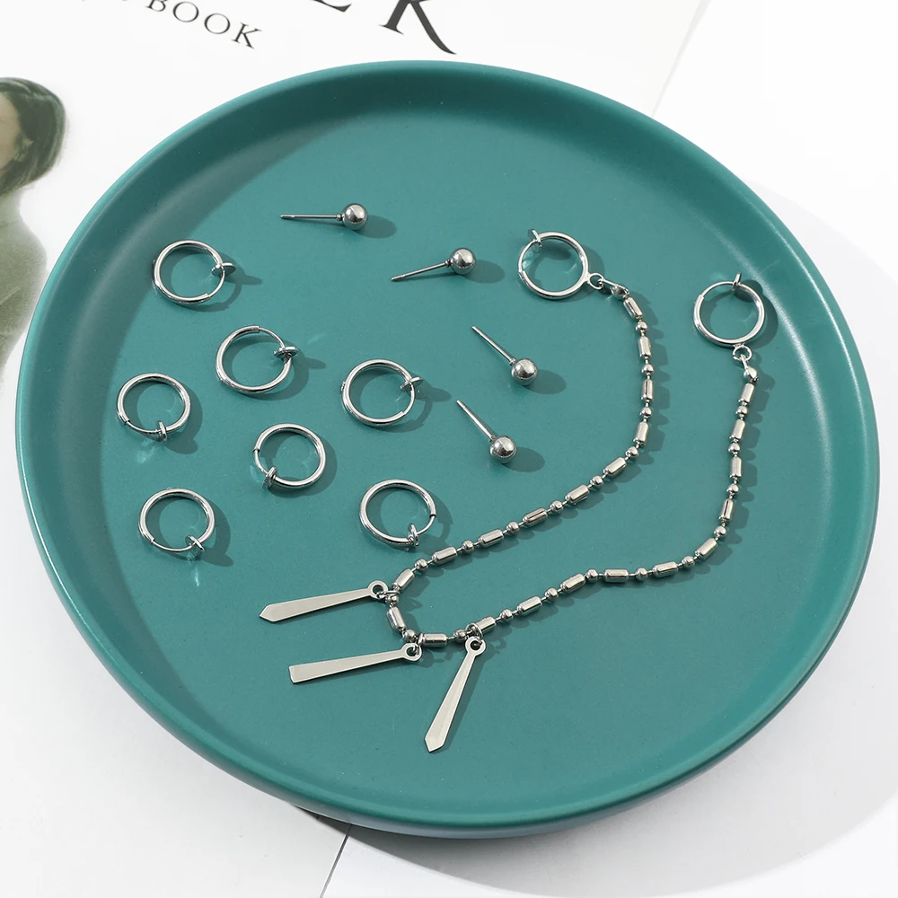 Dangle Earrings Anime Miyamura Izumi Stainless Steel Earrings Lip Piercing with Long Chain Ear Cosplay Accessories Unisex Punk Popular Jewelry
