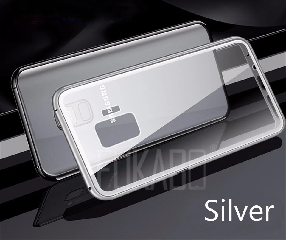 Silver Магнитный защитный чехол для телефона samsung Galaxy A50 A70 A7 S10 E S9 S8 Plus защитный чехол для Note 8 9 стеклянная задняя крышка - Цвет: Silver