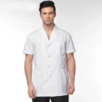 

Men White Medical Coat Clothing Medical Services Uniform Nurse Clothing Short-sleeve Polyester Protect Lab Coats Clothing