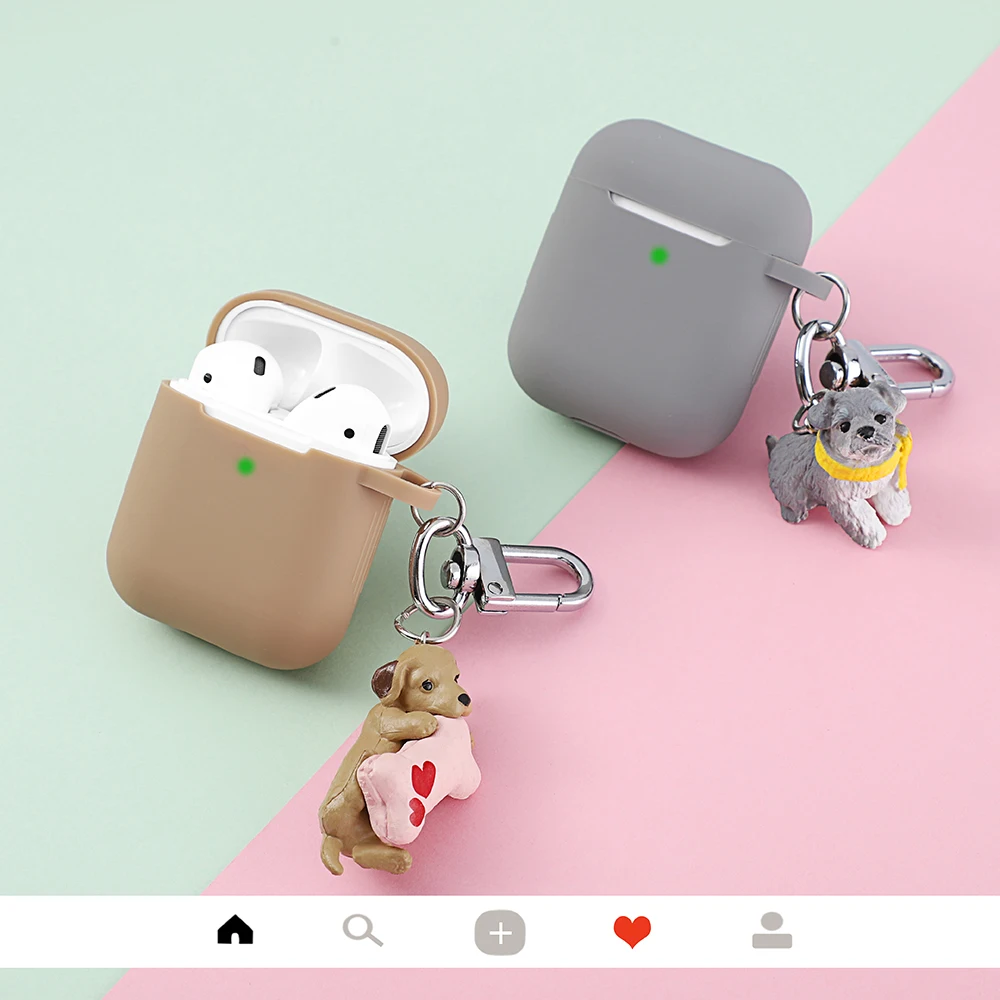 Милый чехол для наушников с кошкой и собакой для Apple Airpods, беспроводной чехол с Bluetooth, защитный чехол для наушников, гладкий сенсорный чехол для зарядки
