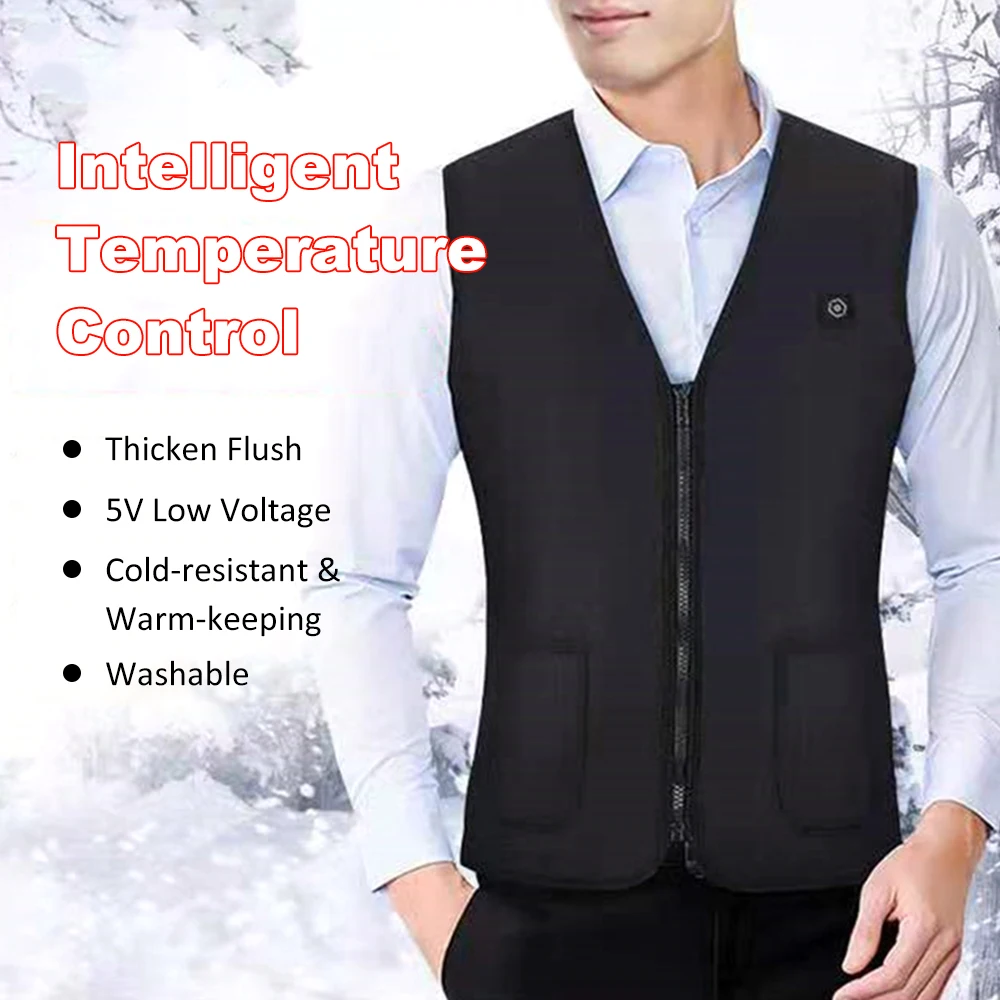 

3 Temperature USB Electric Heating Vest Sleeveless Body Warmer Jacket Heated Clothes for Outdoor Skiing Hiking Camping